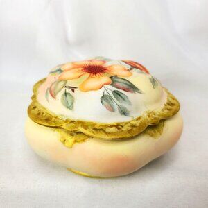 VTG Hand-Painted Cricket Jewelry Box Lidded Porcelain Trinket Box By L. Gibson